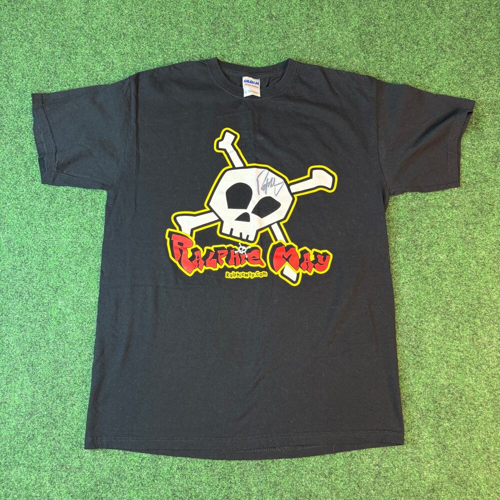 Ralphie May T-Shirt Signed Autographed Black Skull Crossbones Adult M Comedy